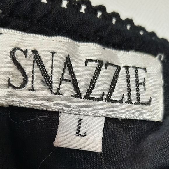 Large Snazzie Sheer asymmetrical black & white floral beaded Maxi skirt - Picture 14 of 15